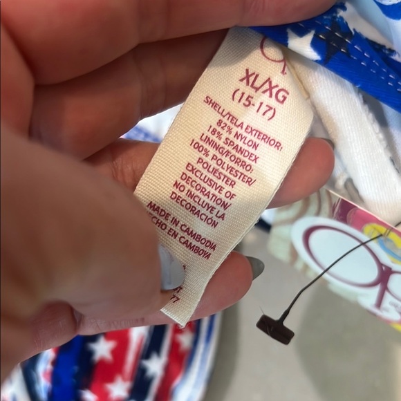 NWT OP Patriotic Stars and Stripes Bikini - XL Top and Medium Bottom - Picture 2 of 7